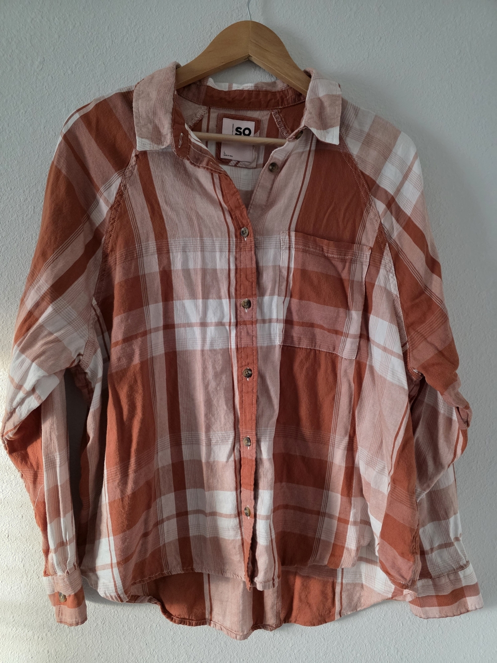 SO Orange & White Plaid Button-Up Shirt for Kids